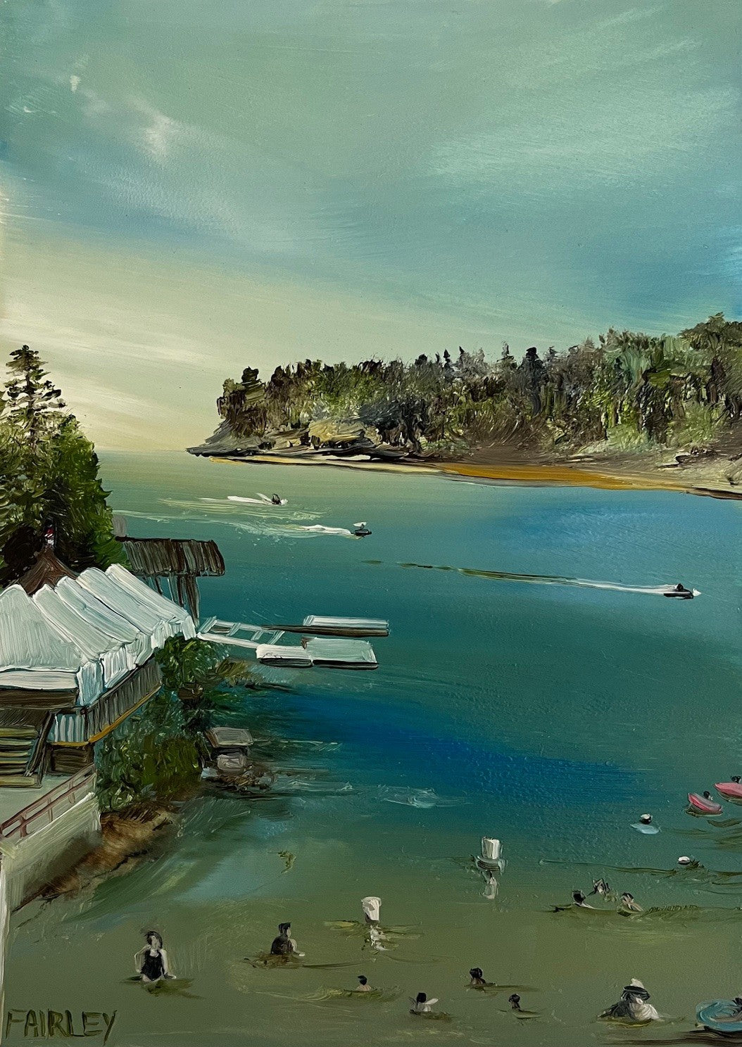 Bass Lake; Miniature original oil painting by Jessica Fairley
