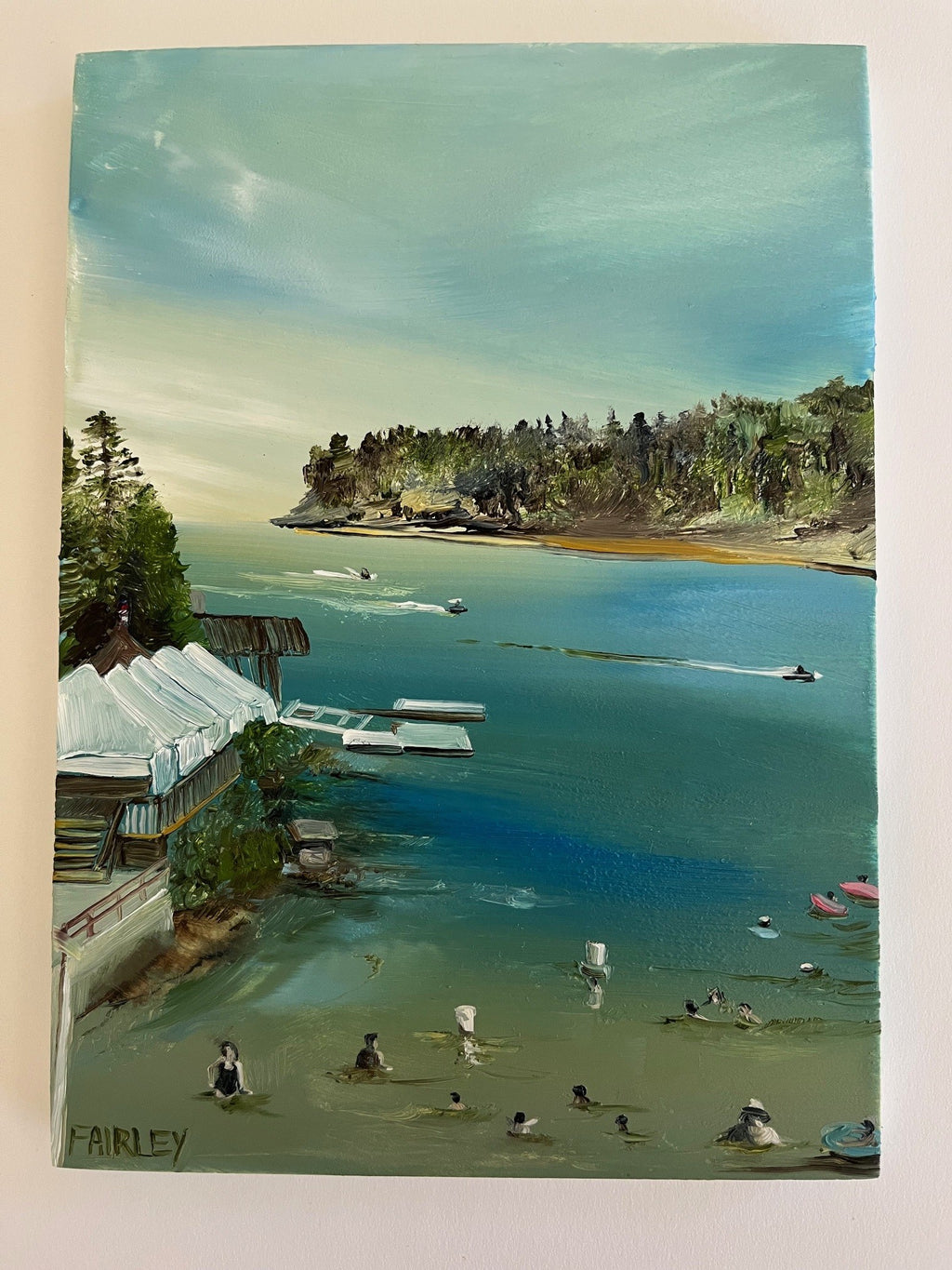 Bass Lake; Miniature original oil painting by Jessica Fairley